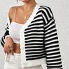 Rainbow Striped Color Block Jacquard Cardigan Women‘s - Knit Sweater Open Front