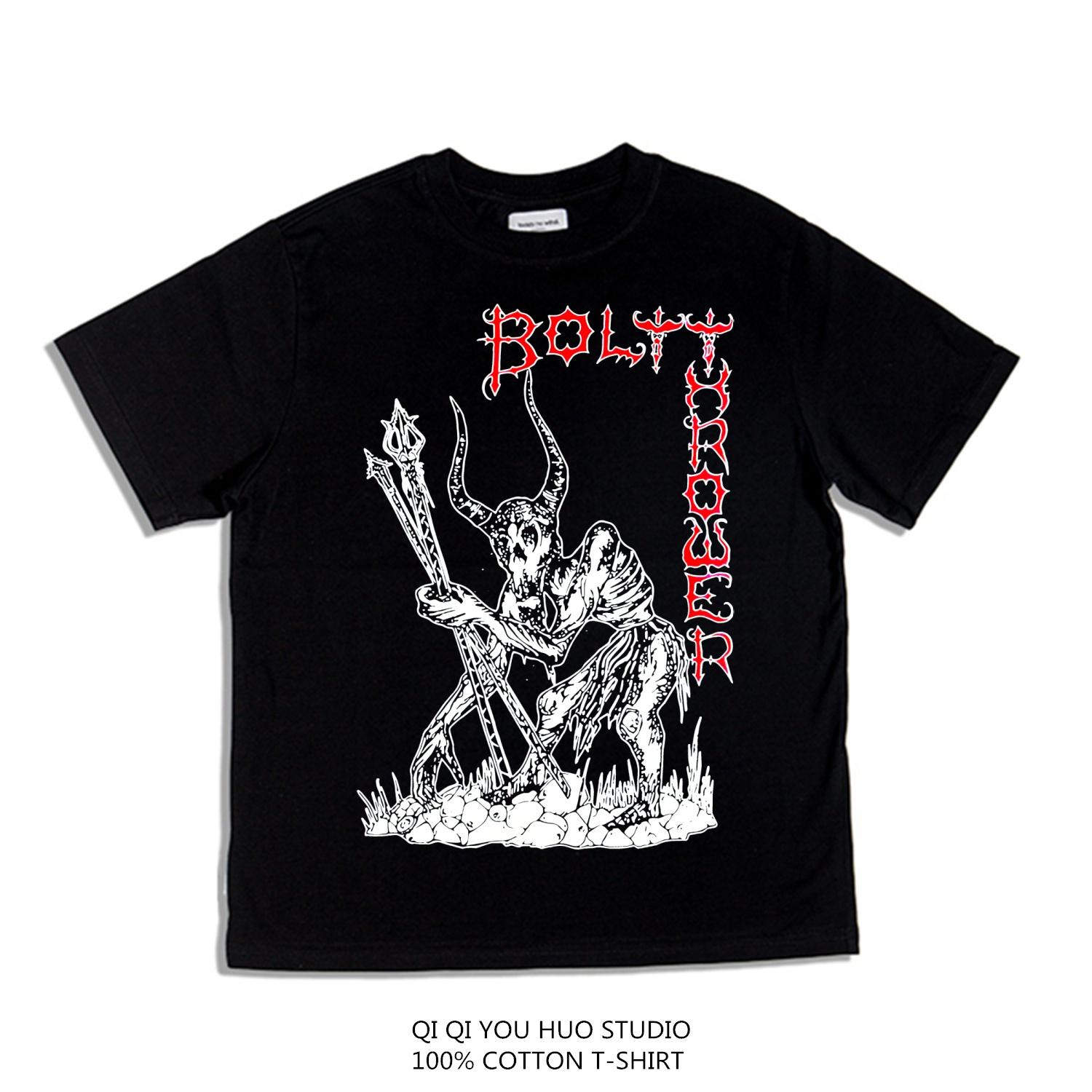 

Metal Rock Bolt Thrower Band Print Loose Tshirt Short Sleeves 4XL