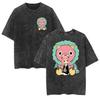 Spy X Family Men's Women's Washed Cotton Short-Sleeved T-Shirts American Street Style Summer Print Graphic Tees Tops