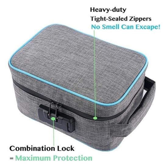 Sac de voyage anti-odeurs avec verrouillage par mot de passe, étui de rangement pour herbes, médicaments, cigarettes