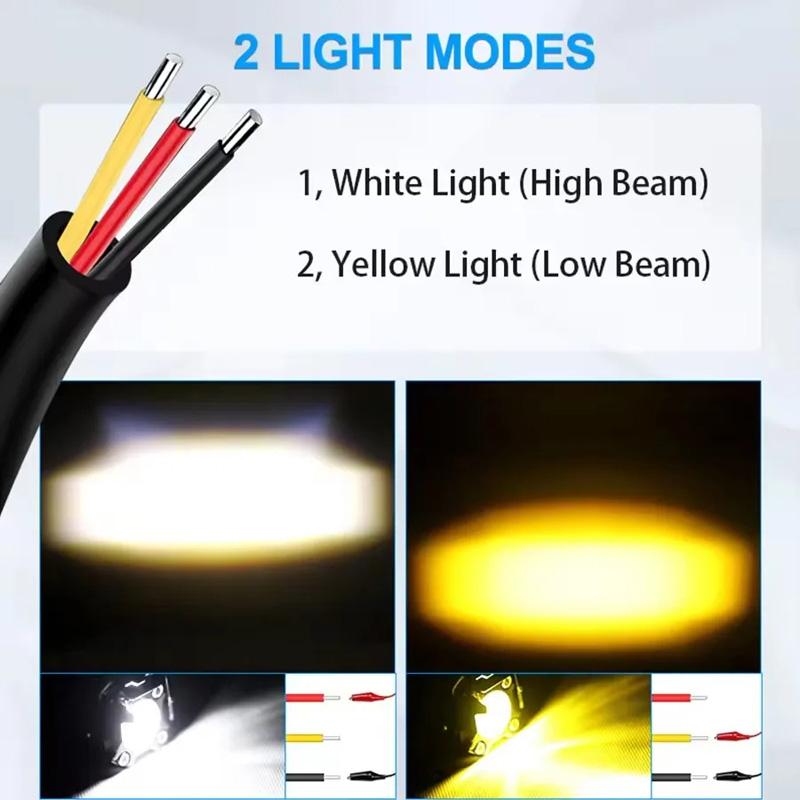 2 stücke Universal Motorrad LED Scheinwerfer Scheinwerfer Nebel Licht 20W 5000 Lms LED Scheinwerfer Dual Farbe Weiß Gelb
