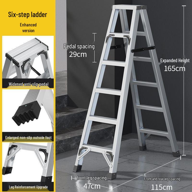 Heavy-Duty Aluminum Folding Ladder: Indoor/Outdoor Telescopic, Double-Sided, Portable.