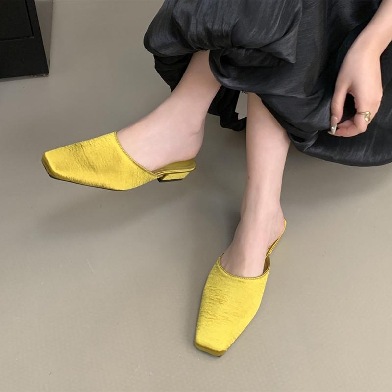 Bailamos Brand Women Slippers Fashion Round Toe Slip On Mules Shoes Soft Flat Heel Outdoor Casual Dress Sandals  Flat Shoes Muje