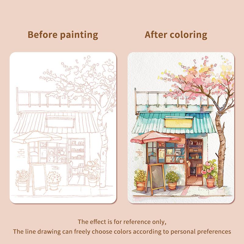 1Set Creative Watercolor Painting Set With 12-Color Solid Paint Kids Stress Relief Coloring Book Parent-Child Watercolor Art Kit