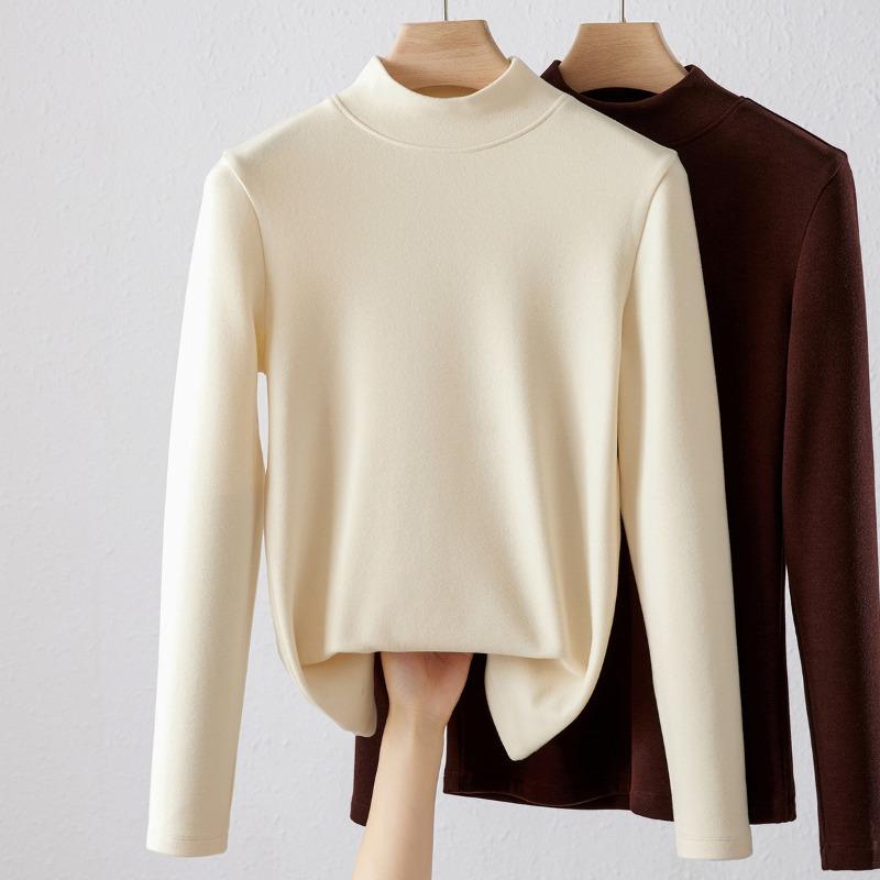 Semi-turtleneck German velvet bottoming shirt for women's inner wear, autumn and winter velvet thickened new air warm long sleeves
