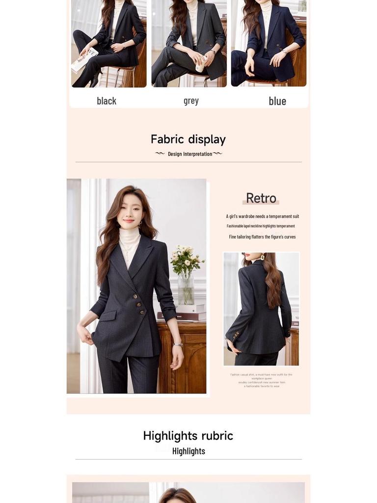 Women's Striped Suit Set 2025: Spring/Autumn Formal Professional Attire