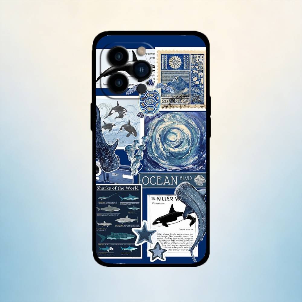 AAA Ocean Sea Turtle  Phone Case For iPhone 17,16,15,14,13,12,11 Plus,Pro Max,XS,Soft Silicone Black Cover