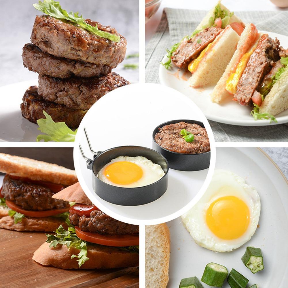 4 PCS Black Orange Egg Ring Non-Stick Egg Patty Maker Convenient Egg Cooker  Indoor Cooking