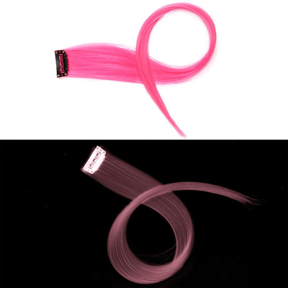 

Создающие атмосферу Аксессуары для волос Светящийся парик Прядь Флуоресцентный парик Без следов Заколка для волос темно-розовый