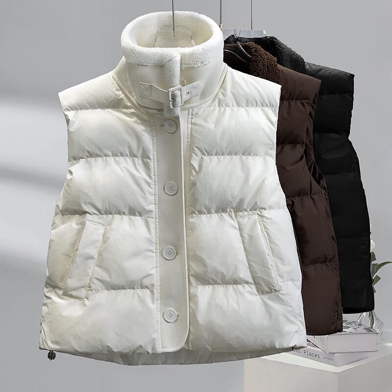 Damen Daunenweste 90% Daunen Lockerer Schnitt Revers