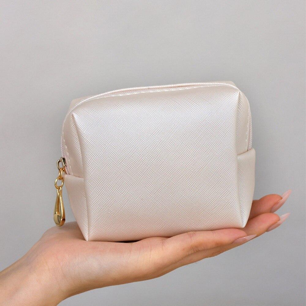 Einfarbig Make-Up Tasche Frauen Kosmetik Tasche Wasserdichte PU Leder Reise Tragbare Waschen Kulturbeutel Lagerung Tasche Organizer Geldbörse