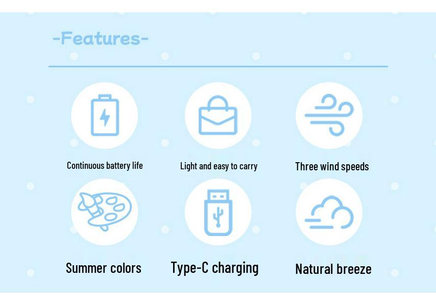 Portable USB Rechargeable Cartoon Fan for Dorms, Offices, and Outdoors