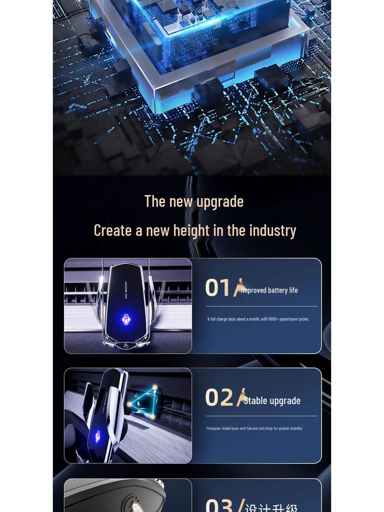 Wireless Fast Charging Phone Holder with Auto-Clamping for Car Air Vents - Shockproof Navigation Mount