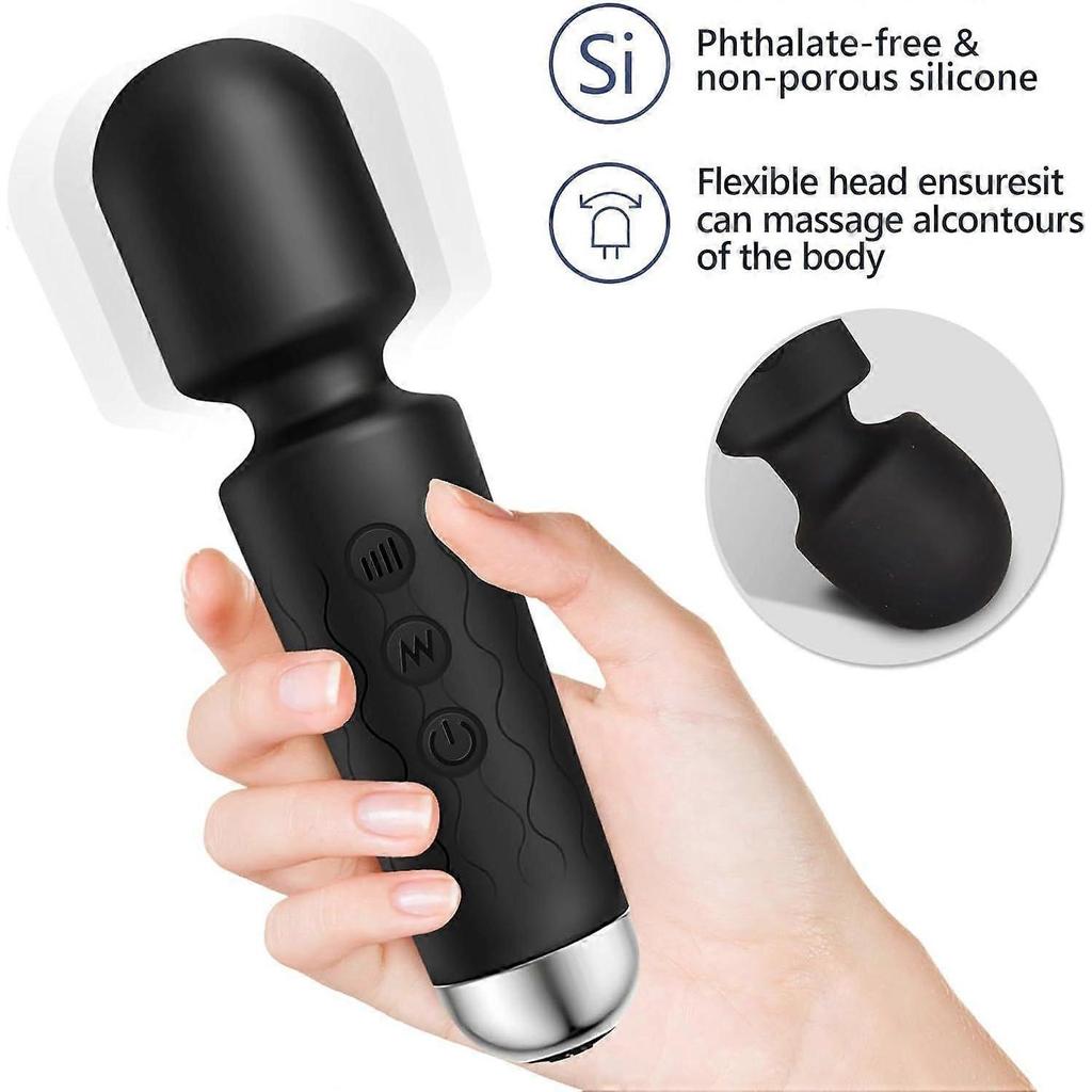 Personal Massager, Handheld Micro Wireless Massager, Small & Powerful, Waterproof Portable, Suitable for Relieving Neck, Leg and Shoulder Pain, Black