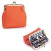 Leather Kiss Lock Closure Coin Purse - Polka Dot Lining Frame Clasp Pouch, Mini Retro Wallet for Coins & Lipstick,Gift for Girls