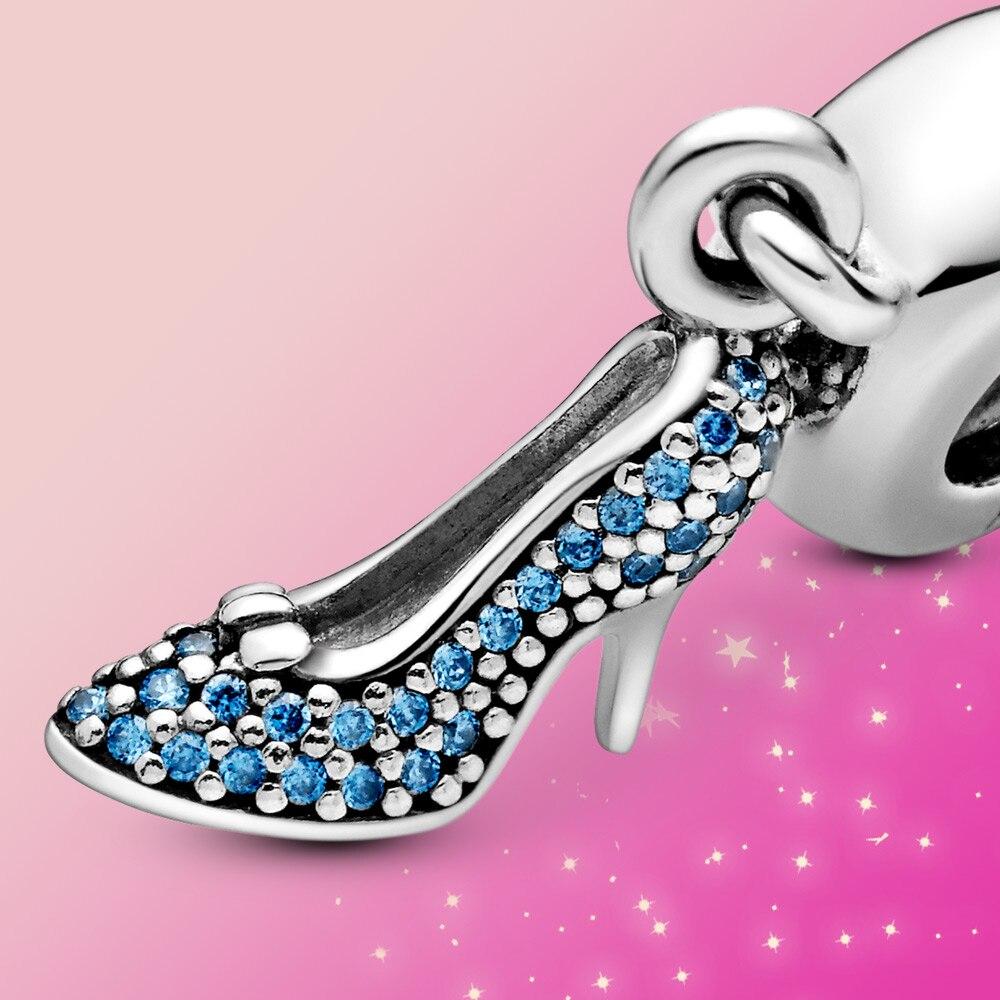 Real 925 Sterling Silver Charm Tinker Bell Princess Shoes Dangle Charm Fit Original Fashion for Women Jewelry Bracelet Gift