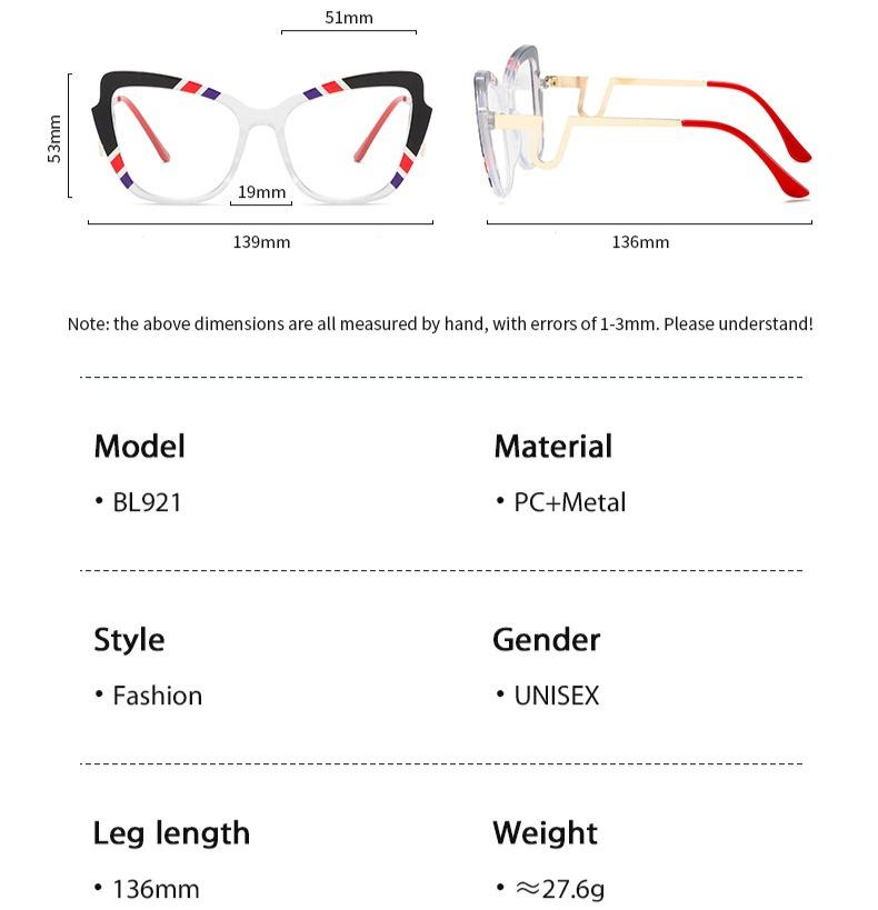 New Striped Color Blocking Anti Blue Light Glasses Butterfly Glasses Metal Frame Curved and Fashionable Eyes and Legs