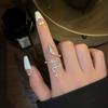 Light luxury fashion high sense pearl zircon copper ring women's design sense retro personality open index finger ring simple