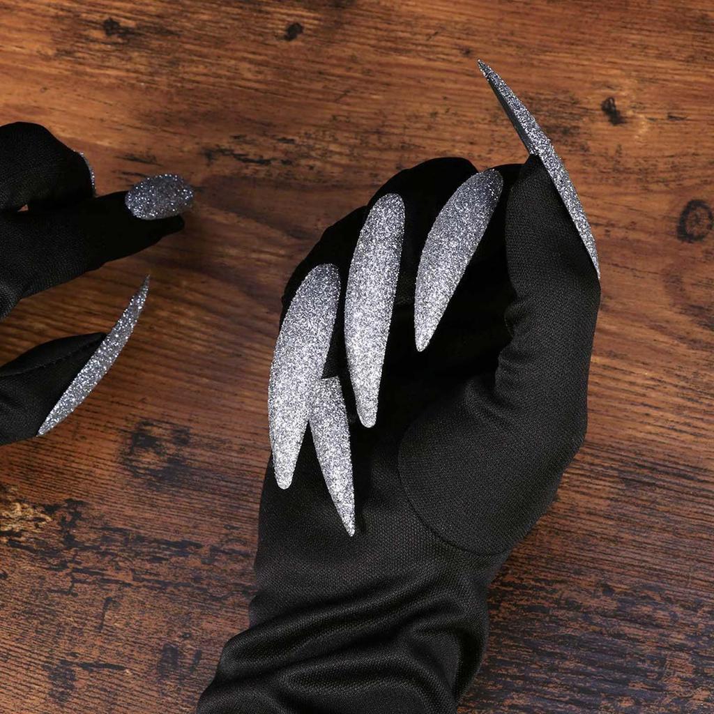 1pair Halloween Funny Gloves Paw Gloves Long Fingernails Horror Theme Party Supply for Halloween and Stage Performances