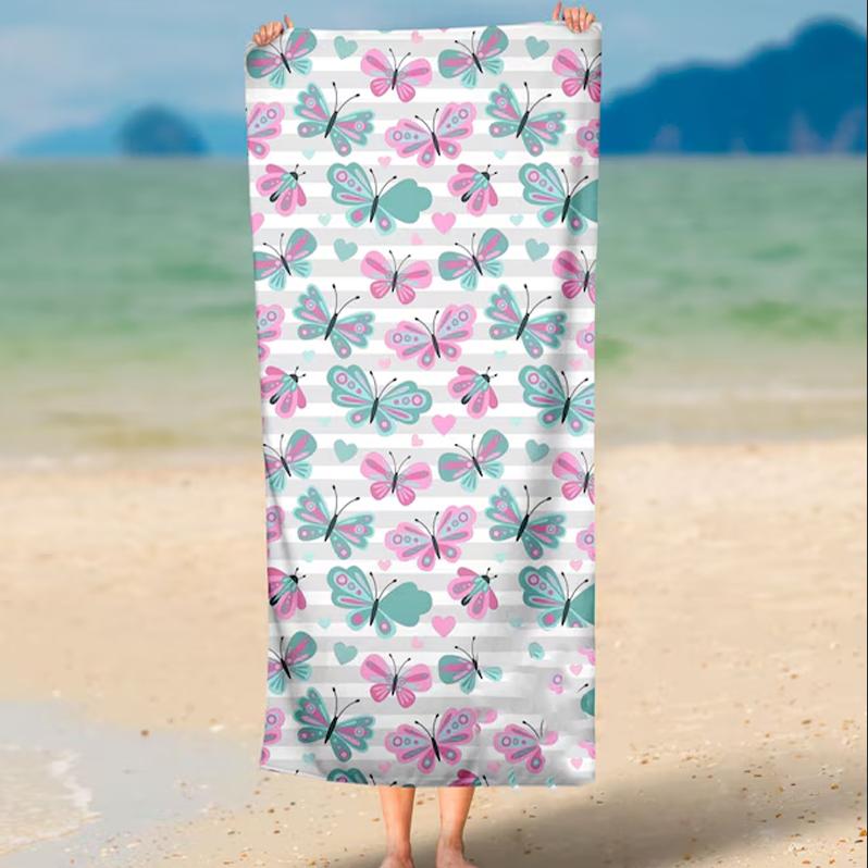Butterflies Banana Papi Beach Towel Oversized Quick Dry Colorful Summer Travel & Beach Gifts Towels
