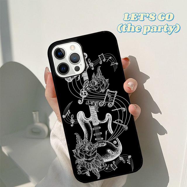 Autumu Guitar Music Black Soft Phone Case Cover for iPhone 17 Air 16 16e 15 12 11 13 14 Pro Max Apple Plus Coque