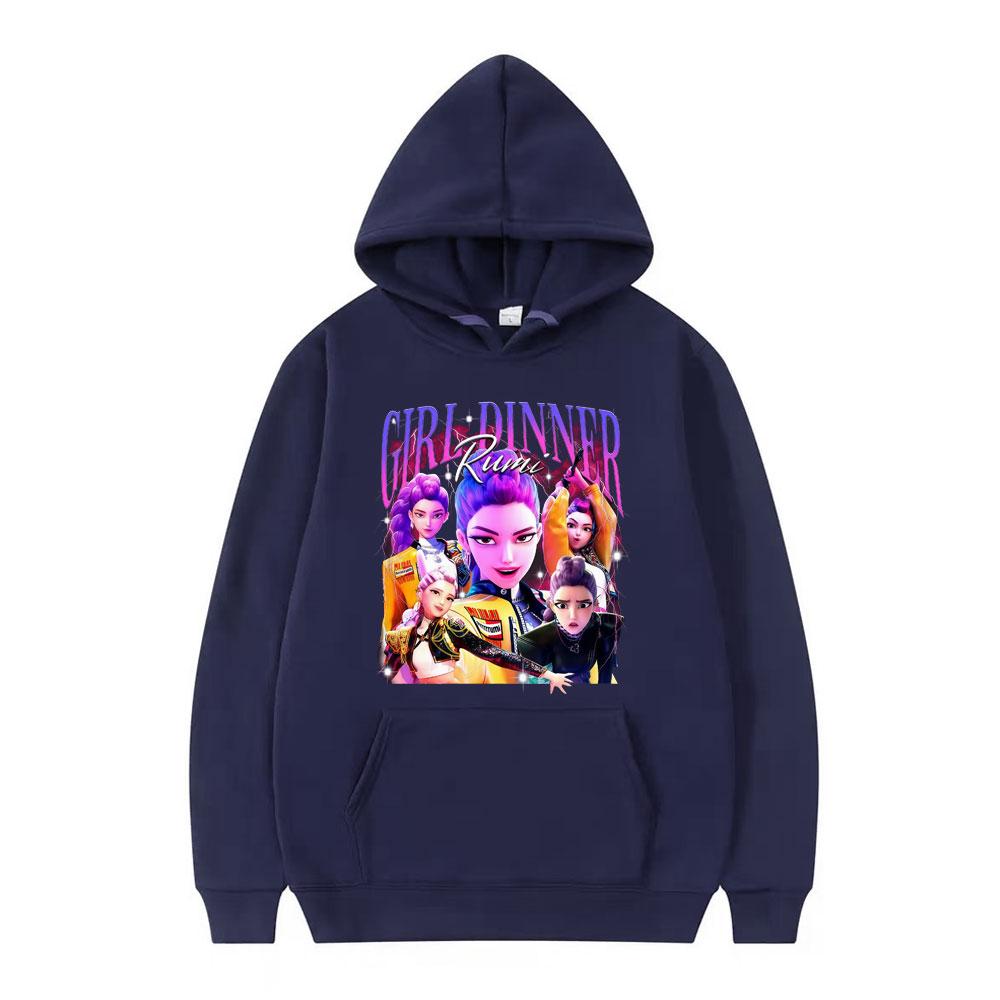 Girl Dinner Rumi Kpop Demon Hunters Hoodie Fashion Hip Hop Harajuku Sweatshirt Men Women Long-sleeved Casual Aesthetic Pullover
