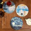 Round Oil Painting Style Insulated Teapot Mat Coaster - High Appearance Home Decoration
