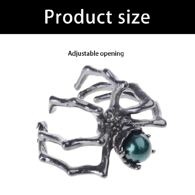 Artisanal Crafted Adjustable Spiders Ring Gothic Jewelry Moonstone Accent Punk Aesthetic Women's Accessory
