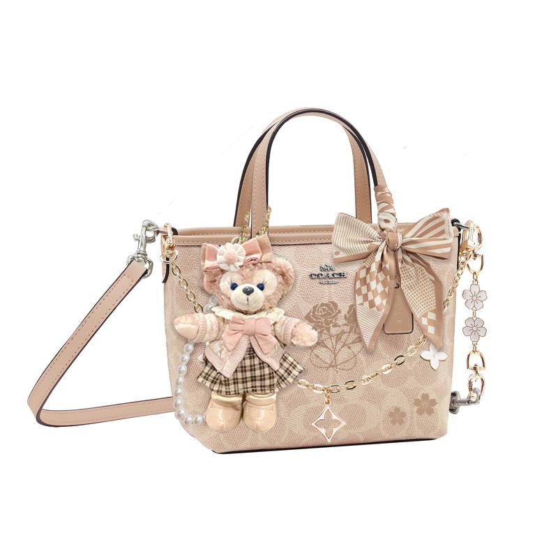 

COACH [Customized bag] City 15 brand logo artificial leather hand-painted rose travel handbag mini women s taupe Light brown flower ode basic outfit коричневий