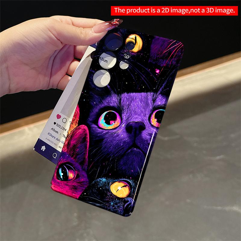 2DFlat Samsung Phone Case Neon Cats Cosmic Eyes Phone Case Applicable To Galaxy S22 S23 S24 S25ULTRA S26 A12 A13 A14 A15 A16
