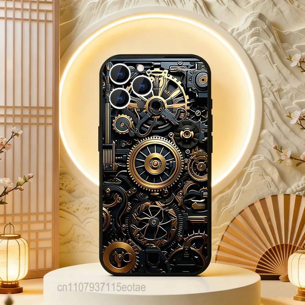 

Steampunk Gear Mechanical COOL Phone Case For iPhone 17,16,15,14,13,12,11,Pro,Max,Plus,E,Air,Mini Protective Black Cover iPhone15