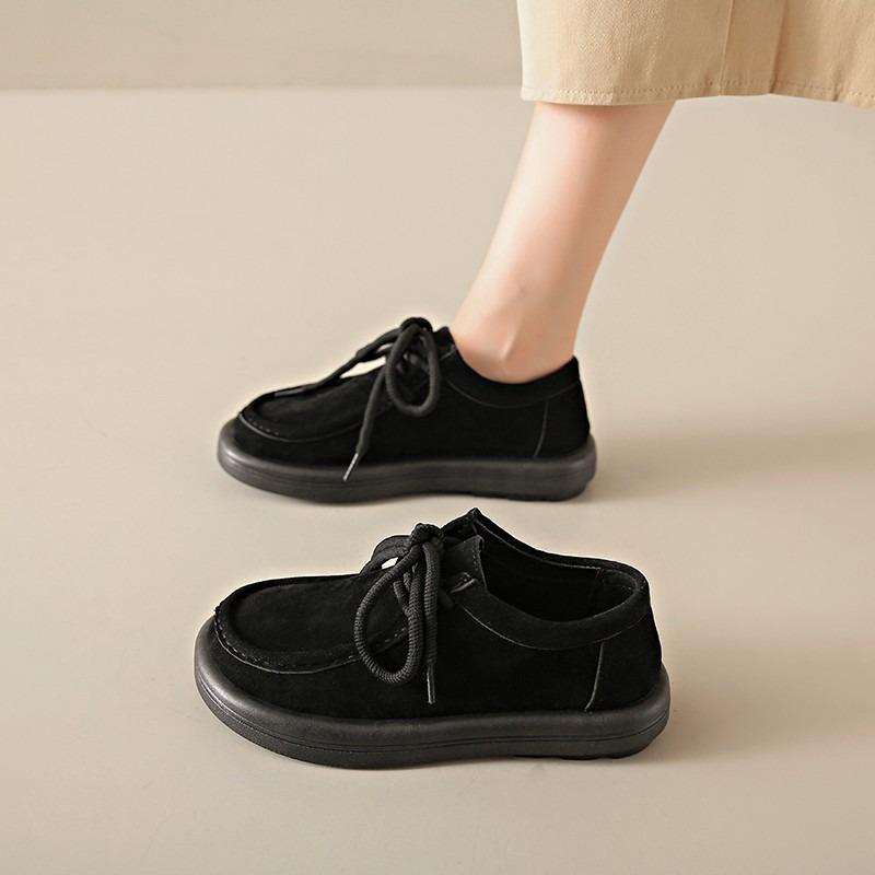 Autumn New Retro Trendy with Casual and Comfortable Pregnant Women Doudou Shoes Women Lace-up Flat Single Shoes Women