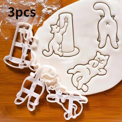 DIY Zahnform Ausstechformen Form Niedliche 3D Tier Kätzchen Katze Keksausstecher für Kinder Kinder Backformen Keksstempel Backwerkzeuge