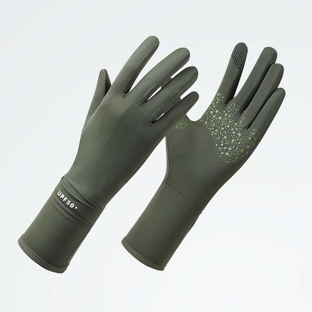 Solid Color Women Sunscreen Gloves Thin Summer Driving Mittens Ice Silk Riding Gloves  Outdoor