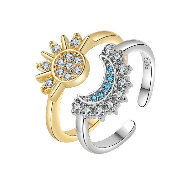Fashion Jewelry Necklaces 925 Sterling Silver Sun and Moon Zircon Necklace for Couples Gold Plated Couple Necklaces for Lovers