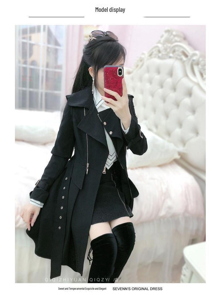 Women's Beige Fleece-Lined Trench Coat: British & Korean Style, Thickened, Long-Sleeved, Mid-Length, Autumn/Winter Warm & Stylish.