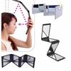 Chense Four-Way Folding Mirror for Self-Haircut, Rear-View Mirror for Back of Head, Portable Makeup Mirror, Black