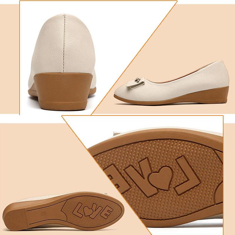 Single Shoes Leather Shoes Women's Flat Shoes Slope Heels Work Shoes Korean Women's Shoes Bean Shoes Women's Summer Shoes