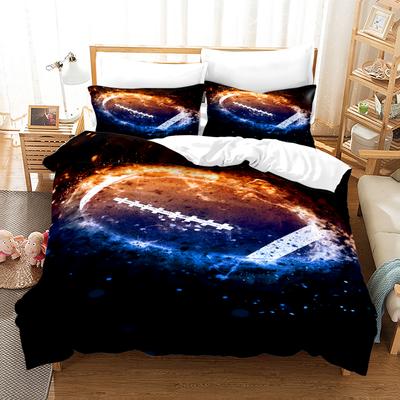 Brandend Voetbal Dekbedovertrek Set Kingsize voor Jongens Vrouwen Mannen Blauw en Rood Vlam Beddengoed Set Polyester Dekbedovertrek Sport