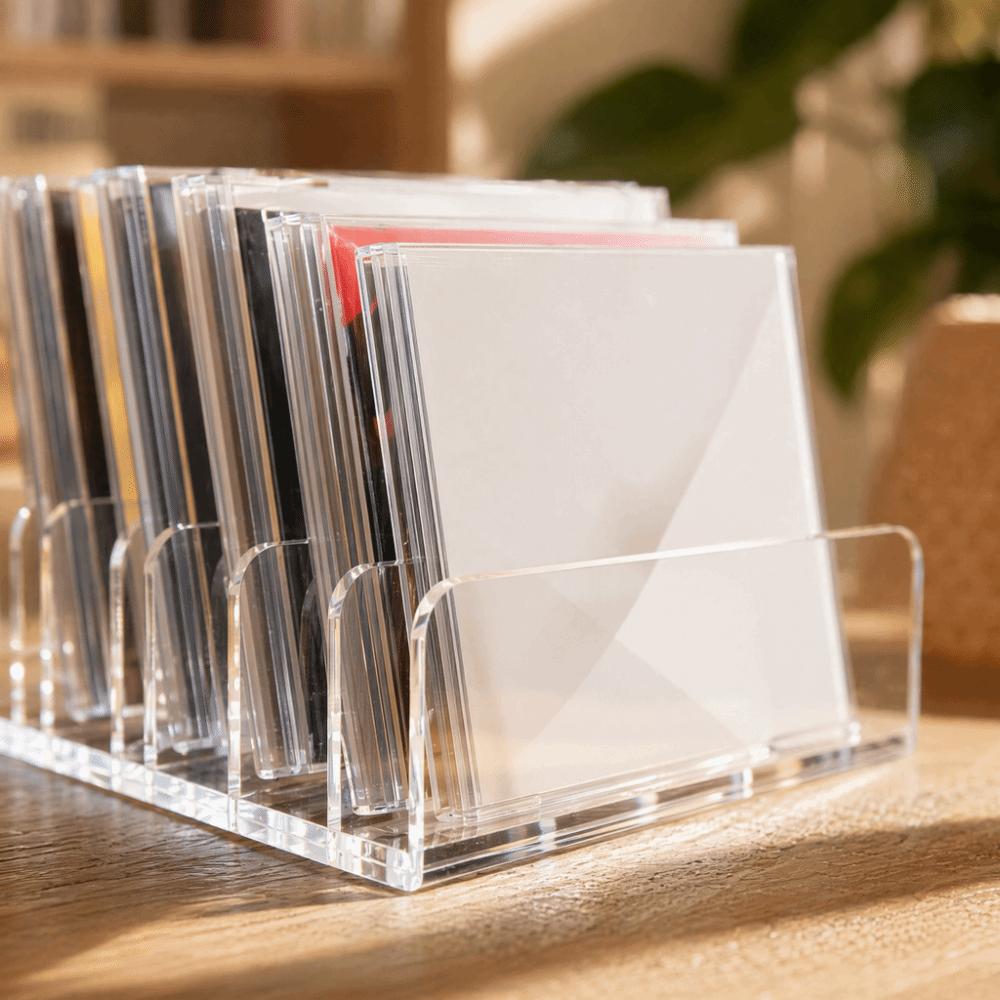 Multi-Slot Design CD Disc Organizer Box 7 Grids Phone Stand Vinyl Record Album Bracket Dormitory