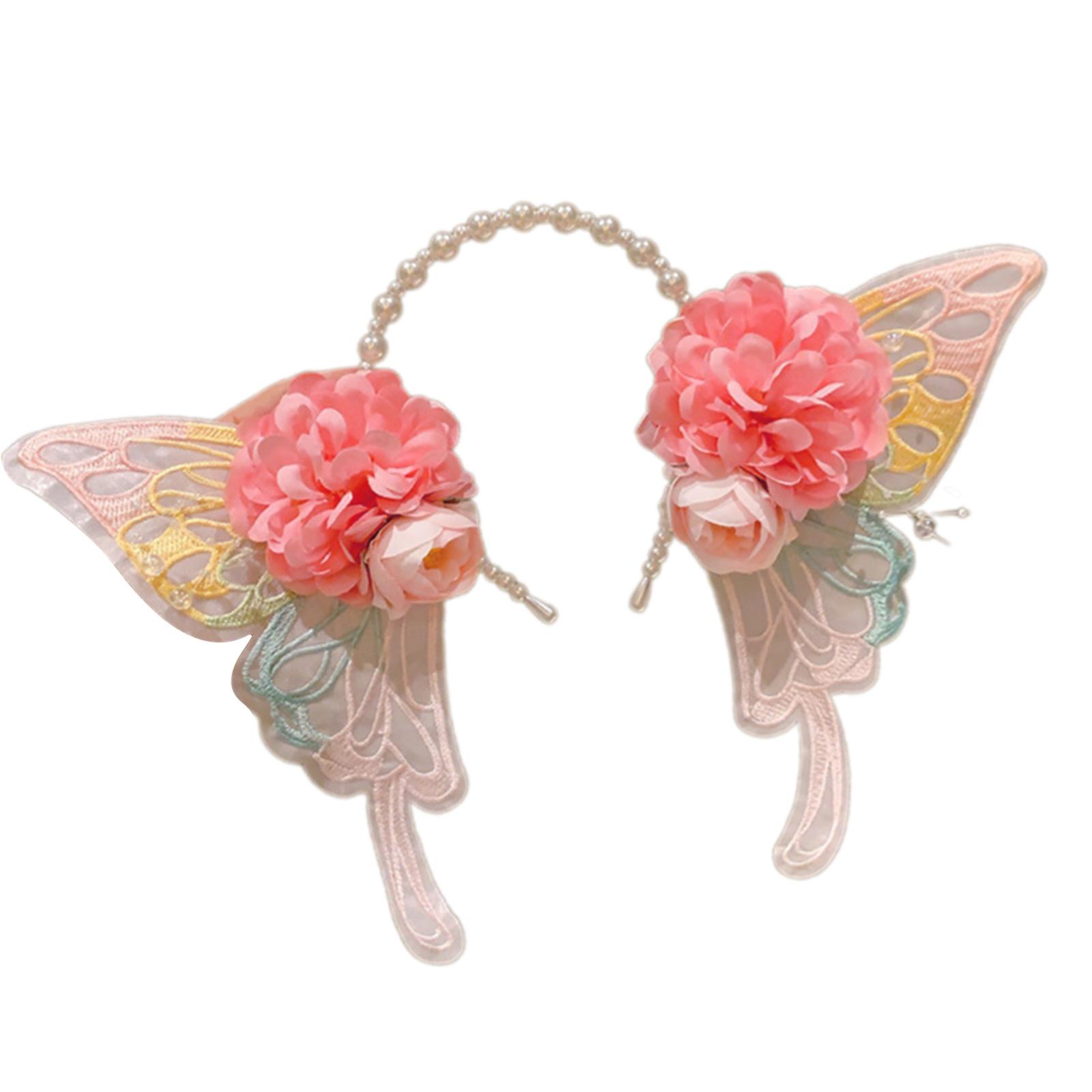 

Children s Floral Butterfly Hairband Practical Polyester Resin Accessory Flower Headbands For Parties And Daily Wear B