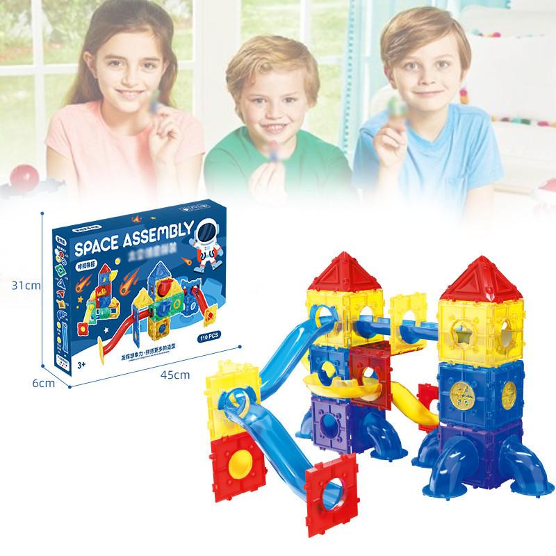 Buntes, nichtmagnetisches Baustein-Murmelbahn-Rutschröhren-Spielzeugset für Kinder