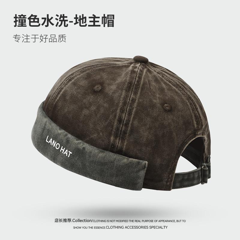 Yuppi hat men's autumn and winter beanie landlord hat washed retro casual personality melon fur hat women