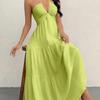 Summer New Solid Color Tube Top Sexy Halter Suspenders Seaside Vacation Casual Neck Dress