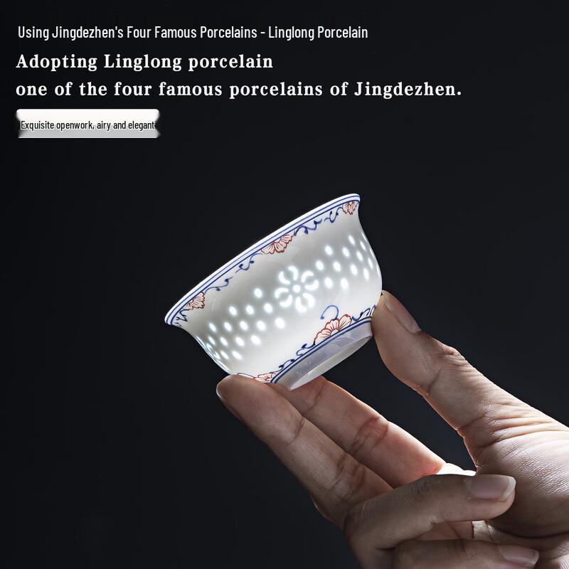Jingdezhen Blue & White Linglong Ceramic Kung Fu Tea Set