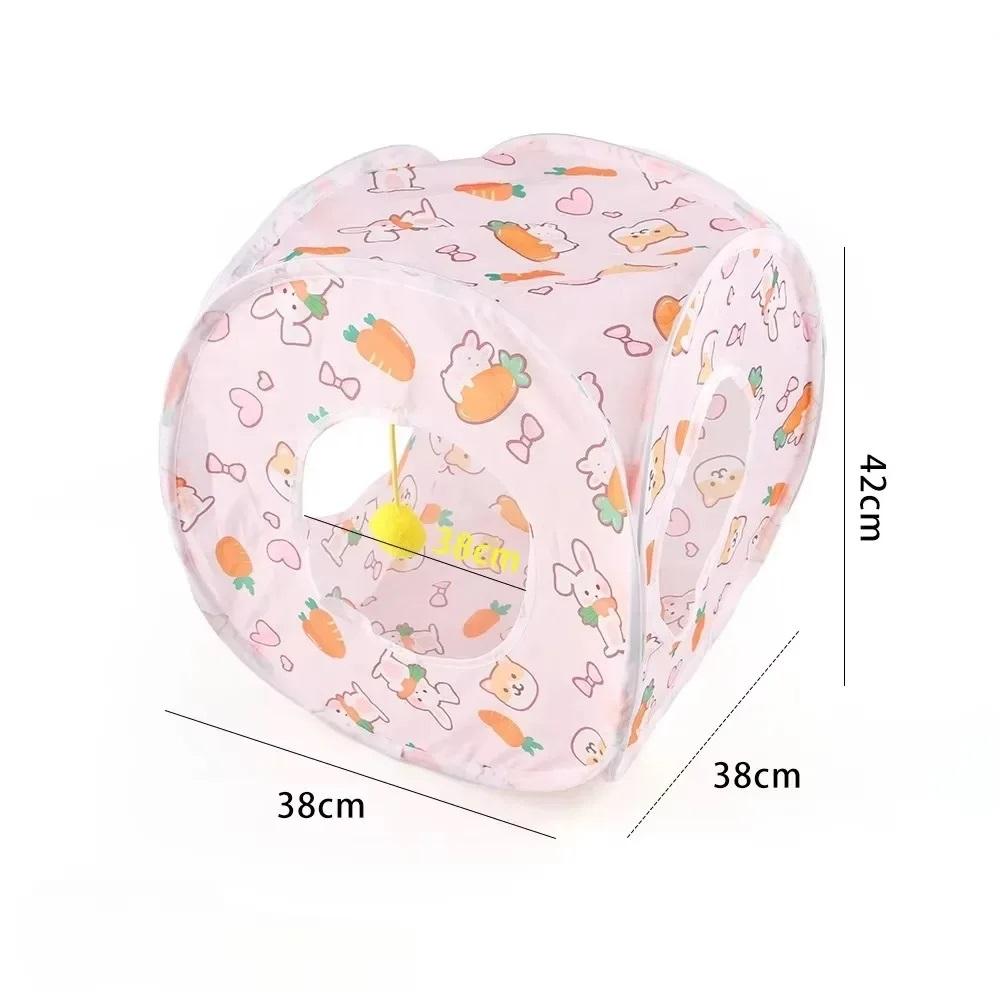 Foldable Pet Tunnel for Cat Dog Interactive Play Tent with Carrot Design Durable Cat Tunnel for Indoor/Outdoor Use Pet Playhouse