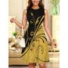 Womens Casual Sleeveless Round Neck Midi Dress With 3D Print Breathable Comfort Fit Elegant Office Style