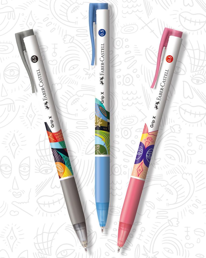 Faber-Castell Grip X Oil-Based Ballpoint Pen, Black, 0.5mm, Pack of 10, 27111027