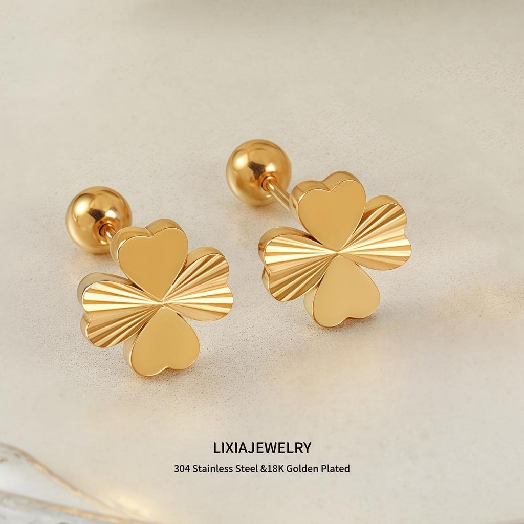 A Pair of Lucky Clover Earrings, Lightweight and Durable Design, Versatile Earrings for Daily Wear, Symbolizing Exquisite Earrings and Luck.