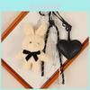 Miu Plush Bunny Bag Charm With Leather Heart Keychain For Cute Handbag Decor